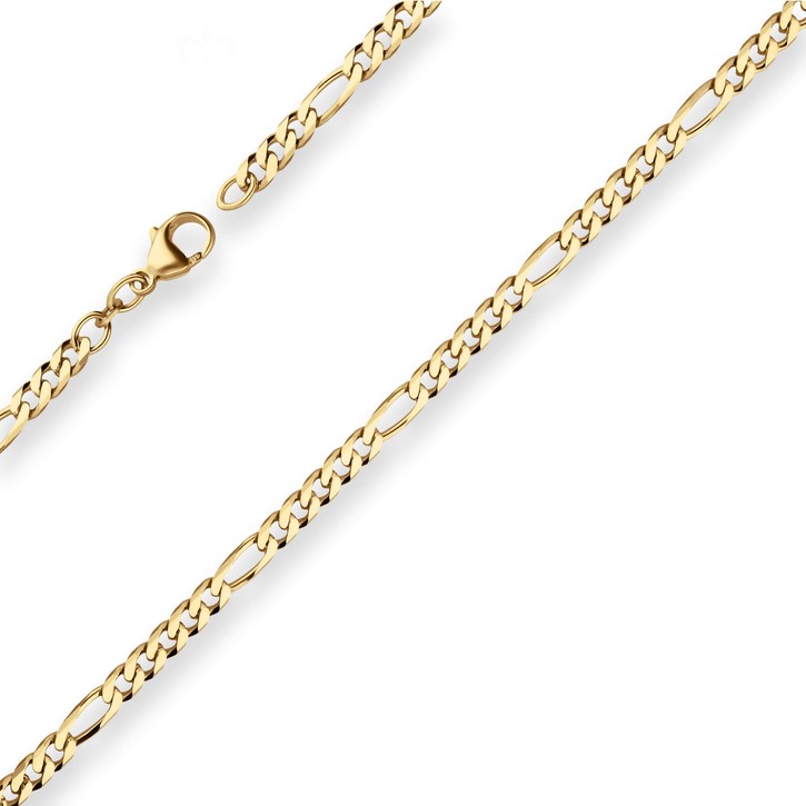 4.3mm Figarokette diamantiert aus 333 Gelbgold 50cm