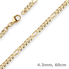 4,3mm Figarokette diamantiert Kette Collier Halskette aus 333 Gold Gelbgold 60cm