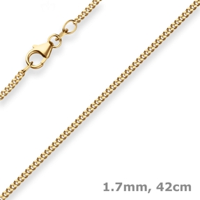 1,7mm Panzerkette Goldkette Collier Halskette aus 375 Gold Gelbgold 42cm
