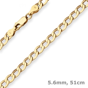 5,6mm Panzerkette Goldkette Collier Halskette aus 375 Gold Gelbgold 51cm