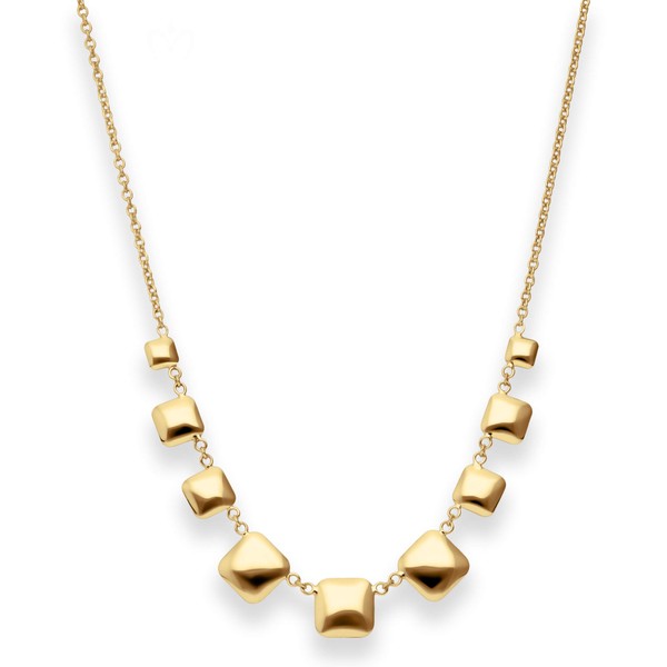 Fantasiekette 9 gewölbte Quadrate im Verlauf 375 Gelbgold 43cm