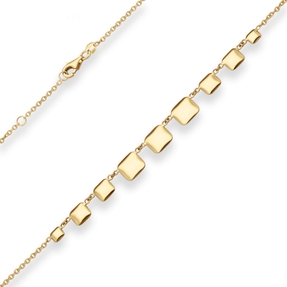 1,7mm Fantasiekette Armband 9 gewölbte Quadrate im Verlauf 375 Gelbgold 19cm
