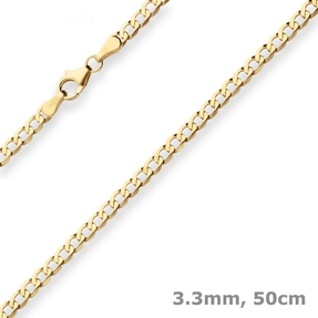 3,3mm Panzerkette weit Goldkette Collier Halskette aus 375 Gold Gelbgold 50cm