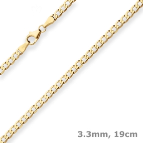 3,3mm Armband Panzerkette weit Goldarmband Armschmuck aus 375 Gold Gelbgold 19cm