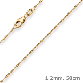 1,2mm Singapurkette Goldkette Collier Halskette aus 375 Gold Gelbgold 50cm 1,2mm Singapurkette Goldkette Collier Halskette aus 375 Gold Gelbgold 50cm