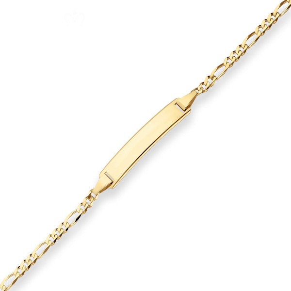 2.1mm Id-Armband Figarokette diamantiert aus 375 Gelbgold 14cm