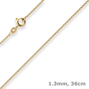 1,3mm Rund-Ankerkette Goldkette Collier Halskette aus 585 Gold Gelbgold 36cm