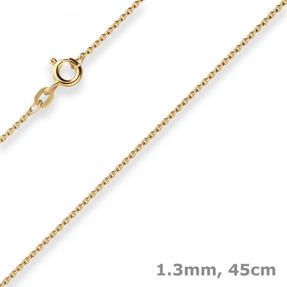 1,3mm Rund-Ankerkette Goldkette Collier Halskette aus 585 Gold Gelbgold 45cm 1,3mm Rund-Ankerkette Goldkette Collier Halskette aus 585 Gold Gelbgold 45cm