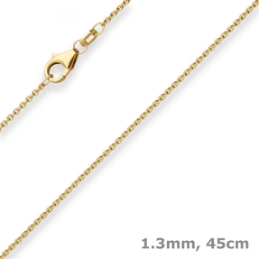 1,3mm Rund-Ankerkette Kette Collier aus 585 Gold Gelbgold 45cm mit Zwischenöse 1,3mm Rund-Ankerkette Kette Collier aus 585 Gold Gelbgold 45cm mit Zwischenöse