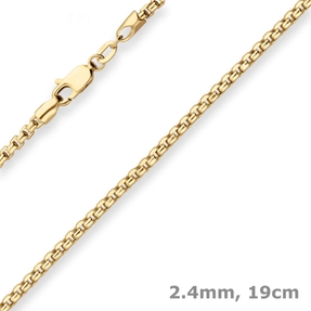 2,4mm Armband Veneziakette Goldarmband Armschmuck aus 585 Gold Gelbgold 19cm