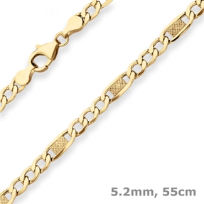 5,2mm Fantasiekette Goldkette Collier Halskette aus 585 Gold Gelbgold 55cm