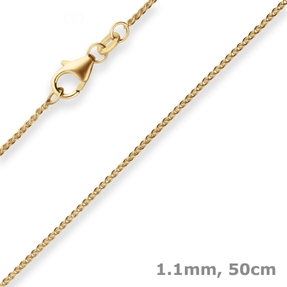 1,1mm Zopfkette Goldkette Collier Halskette aus 585 Gold Gelbgold 50cm