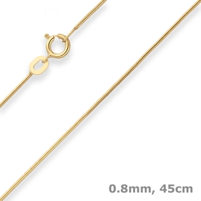 0,8mm Schlangenkette Goldkette Collier Halskette aus 585 Gold Gelbgold 45cm