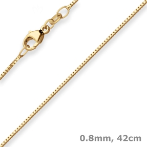 0,8mm Veneziakette Goldkette Collier Halskette aus 585 Gold Gelbgold 42cm