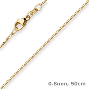 0,8mm Veneziakette Goldkette Collier Halskette aus 585 Gold Gelbgold 50cm