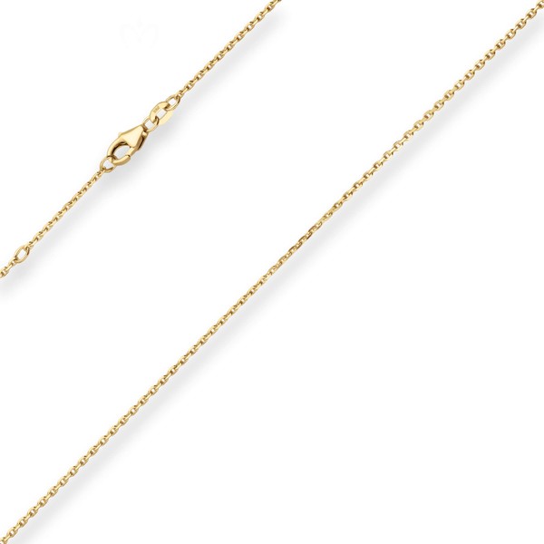 1.3mm Ankerkette diamantiert 750 Gelbgold 45cm mit Zwischenöse
