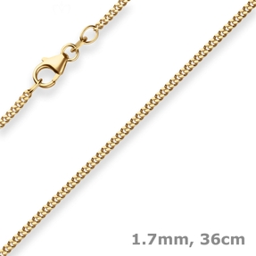 1,7mm Panzerkette Goldkette Collier Halskette aus 750 Gold Gelbgold 36cm