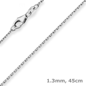 1,3mm Ankerkette diamantiert Collier Halskette aus 750 Gold Weißgold 42-45cm 1,3mm Ankerkette diamantiert Collier Halskette aus 750 Gold Weißgold 42-45cm