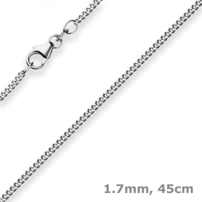 1,7mm Panzerkette Goldkette Collier Halskette aus 750 Gold Weißgold 45cm