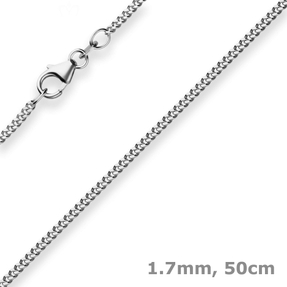 1,7mm Panzerkette Goldkette Collier Halskette aus 750 Gold Weißgold 50cm