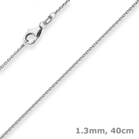 1,3mm Rund-Ankerkette Kette Collier aus 585 Gold Weißgold 40cm mit Zwischenöse 1,3mm Rund-Ankerkette Kette Collier aus 585 Gold Weißgold 40cm mit Zwischenöse