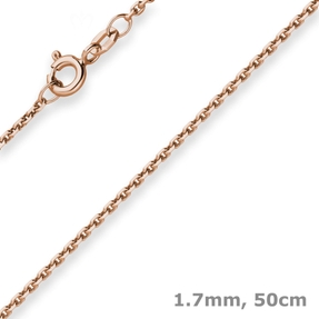 1,7mm Ankerkette diamantiert Kette Collier Halskette aus 585 Gold Rotgold 50cm