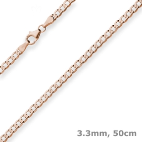 3,3mm Panzerkette weit Goldkette Collier Halskette aus 585 Gold Rotgold 50cm