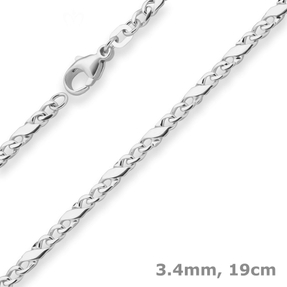 3,4mm Armband Dollarkette Armschmuck aus 925 Silber matt-glänzend 19cm