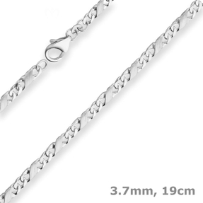 3,7mm Armband Dollarkette Armschmuck aus 925 Silber matt-glänzend 19cm