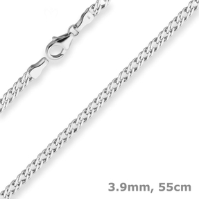 3,9mm Zwillingspanzerkette Silberkette Collier Halskette aus 925 Silber 55cm
