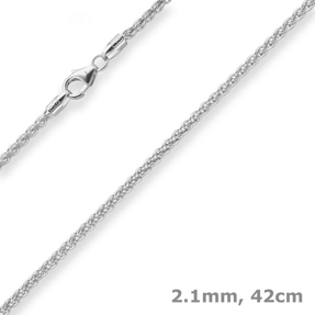 2,1mm Zopfkette Silberkette Collier Halskette aus 925 Silber 42cm