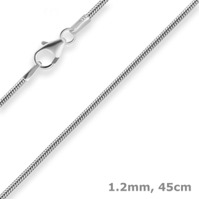 1,2mm Schlangenkette Silberkette Collier Halskette aus 925 Silber 45cm