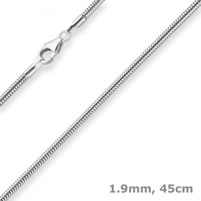1,9mm Schlangenkette Silberkette Collier Halskette aus 925 Silber 45cm