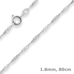 1,8mm Singapurkette Silberkette Collier Halskette aus 925 Silber 80cm