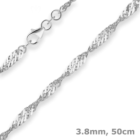 3,8mm Singapurkette Silberkette Collier Halskette aus 925 Silber 50cm