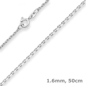 1,6mm Ankerkette diamantiert Silberkette Collier Halskette aus 925 Silber 50cm