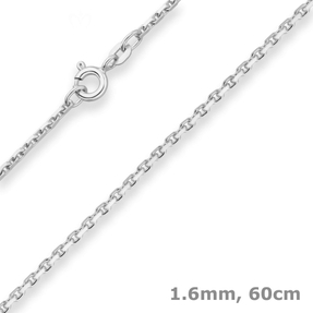 1,6mm Ankerkette diamantiert Silberkette Collier Halskette aus 925 Silber 60cm