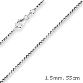 1,5mm Veneziakette rund Silberkette Collier Halskette aus 925 Silber 55cm