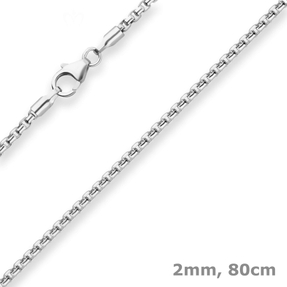 2mm Veneziakette rund Silberkette Collier Halskette aus 925 Silber 80cm