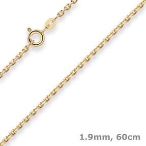 1,9mm Ankerkette diamantiert Kette Collier Halskette aus 333 Gold Gelbgold 60cm
