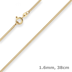 1,6mm Panzerkette Goldkette Collier Halskette aus 333 Gold Gelbgold 38cm