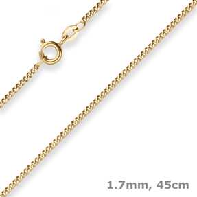 1,7mm Panzerkette Goldkette Collier Halskette aus 333 Gold Gelbgold 45cm 1,7mm Panzerkette Goldkette Collier Halskette aus 333 Gold Gelbgold 45cm