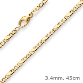 3,4mm Dollarkette Goldkette Collier Halskette aus 333 Gold Gelbgold 45cm