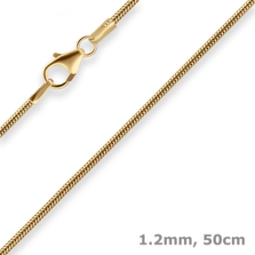 1,2mm Schlangenkette Goldkette Collier Halskette aus 333 Gold Gelbgold 50cm
