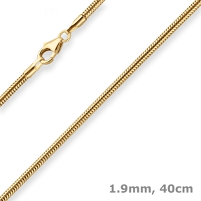 1,9mm Schlangenkette Goldkette Collier Halskette aus 333 Gold Gelbgold 40cm