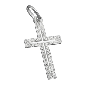 Anhänger Kreuz 23x13mm aus 925 Sterling Silber diamantiert schlicht Unisex