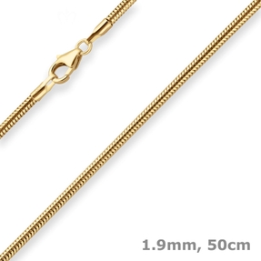1,9mm Schlangenkette Goldkette Collier Halskette aus 333 Gold Gelbgold 50cm