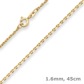 1,6mm Ankerkette diamantiert Kette Collier Halskette aus 333 Gold Gelbgold 45cm