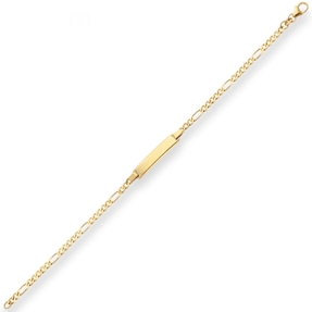 2,9mm Id-Armband Figarokette diamantiert Schildband aus 333 Gold Gelbgold 14cm
