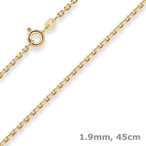 1,9mm Ankerkette diamantiert Kette Collier Halskette aus 375 Gold Gelbgold 45cm